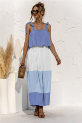 Color Block Adjustable Straps Ruffle Dress - Shah S. Sahota